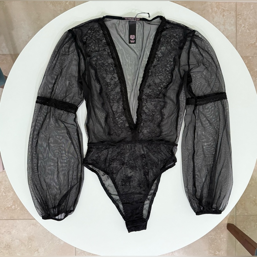 Victoria’s Secret Black Lace Bodysuit.
